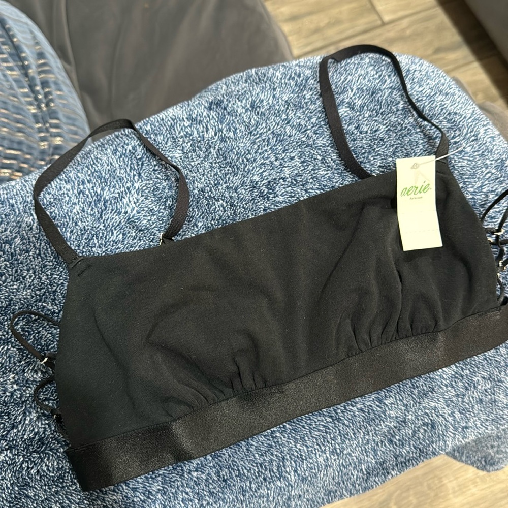 🖤Aerie Bra Bandeau Lace Up Sides Black